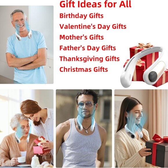 Portable Neck Fan Bladeless USB Rechargeable 4 Speeds 360° Cooling - Picture 6 of 7